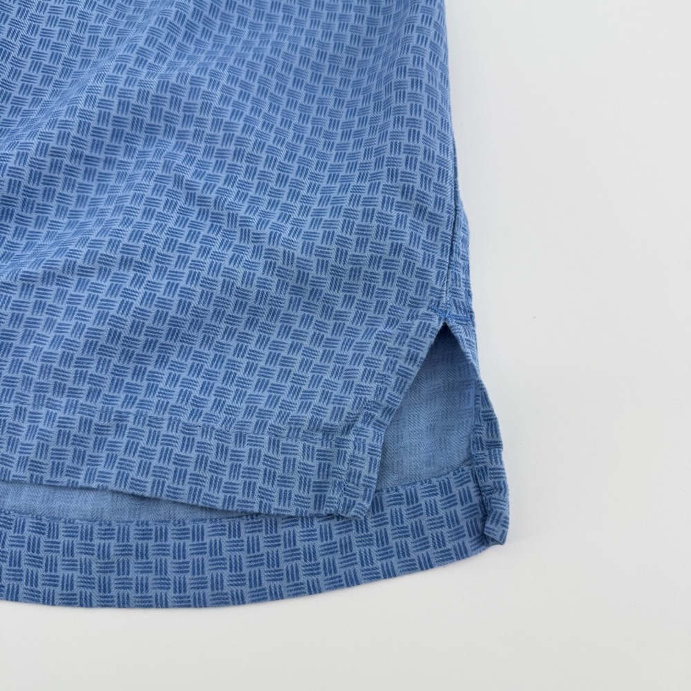 Toscano Blue Mens Silk Rayon Short Sleeve Button Down Shirt Blue Geometric Med - Picture 6 of 11